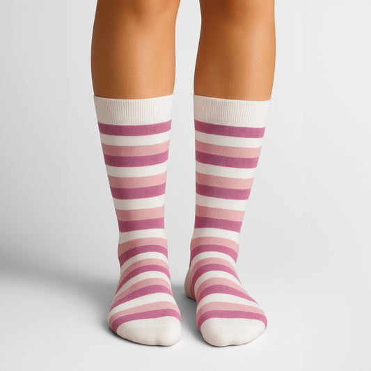 Sosete 3 Stripes Alb-Roz Magenta