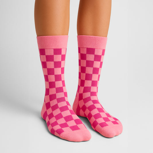 Sosete Chess Roz-Magenta