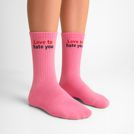 Sosete Love to hate you Roz-Negru