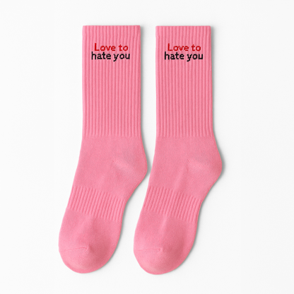 Sosete Love to hate you Roz-Negru