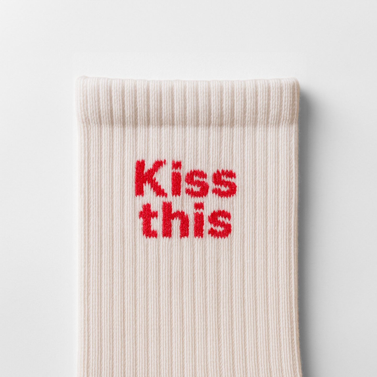 Sosete Kiss this Alb-Rosu